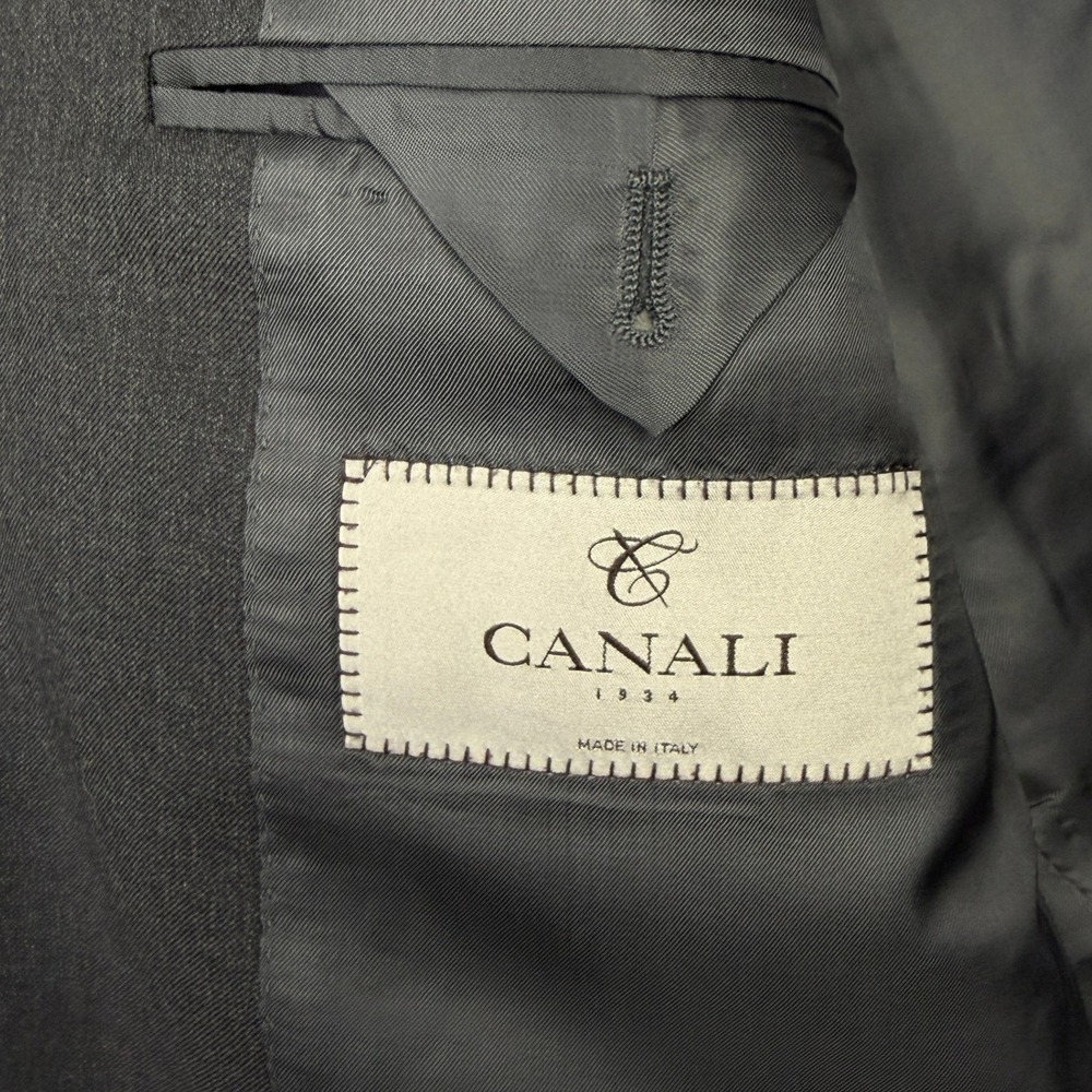Canali Italy Mens 44R Wool Blazer Sport Coat Jacket Charcoal Grey 2 Button - Picture 3 of 12